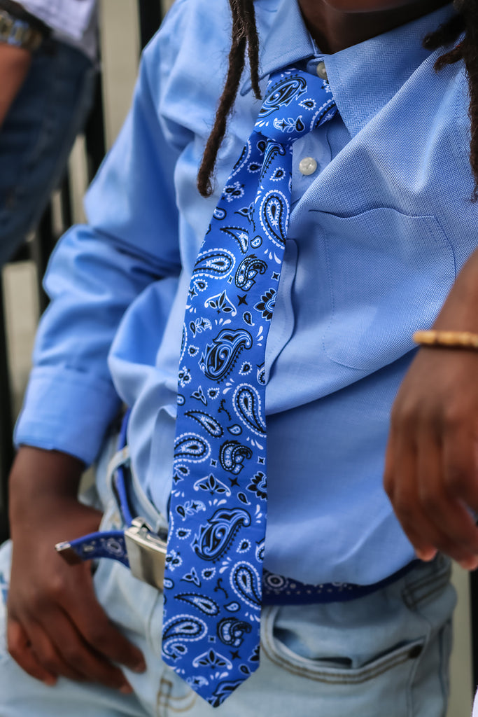 Royal Blue Paisley Adjustable Necktie - Dapper Xpressions
