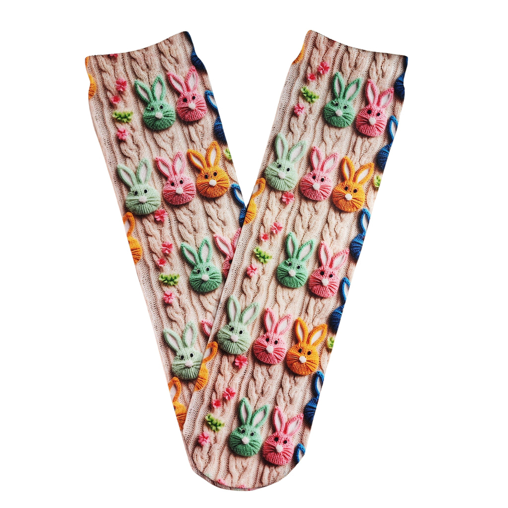 Bunny Sweater Socks (Faux/Fake Knit) - Dapper Xpressions