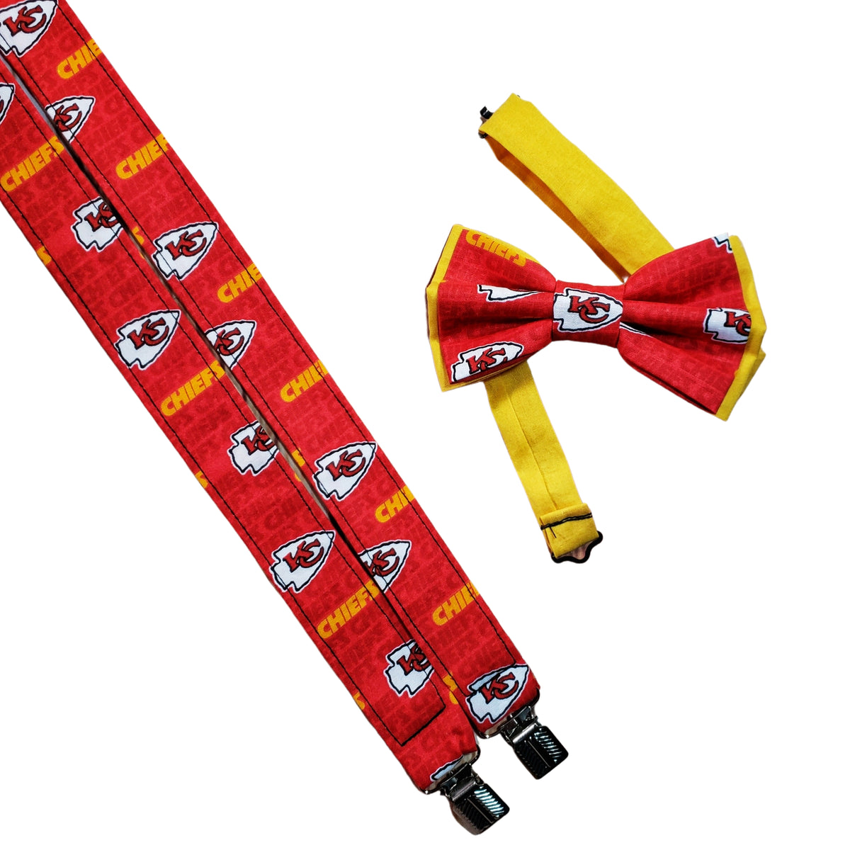 Dapper Xpressions Kansas City Chiefs Suspenders Suspenders + Clip on Bow Tie / Regular (Height 5'0 to 5'7)