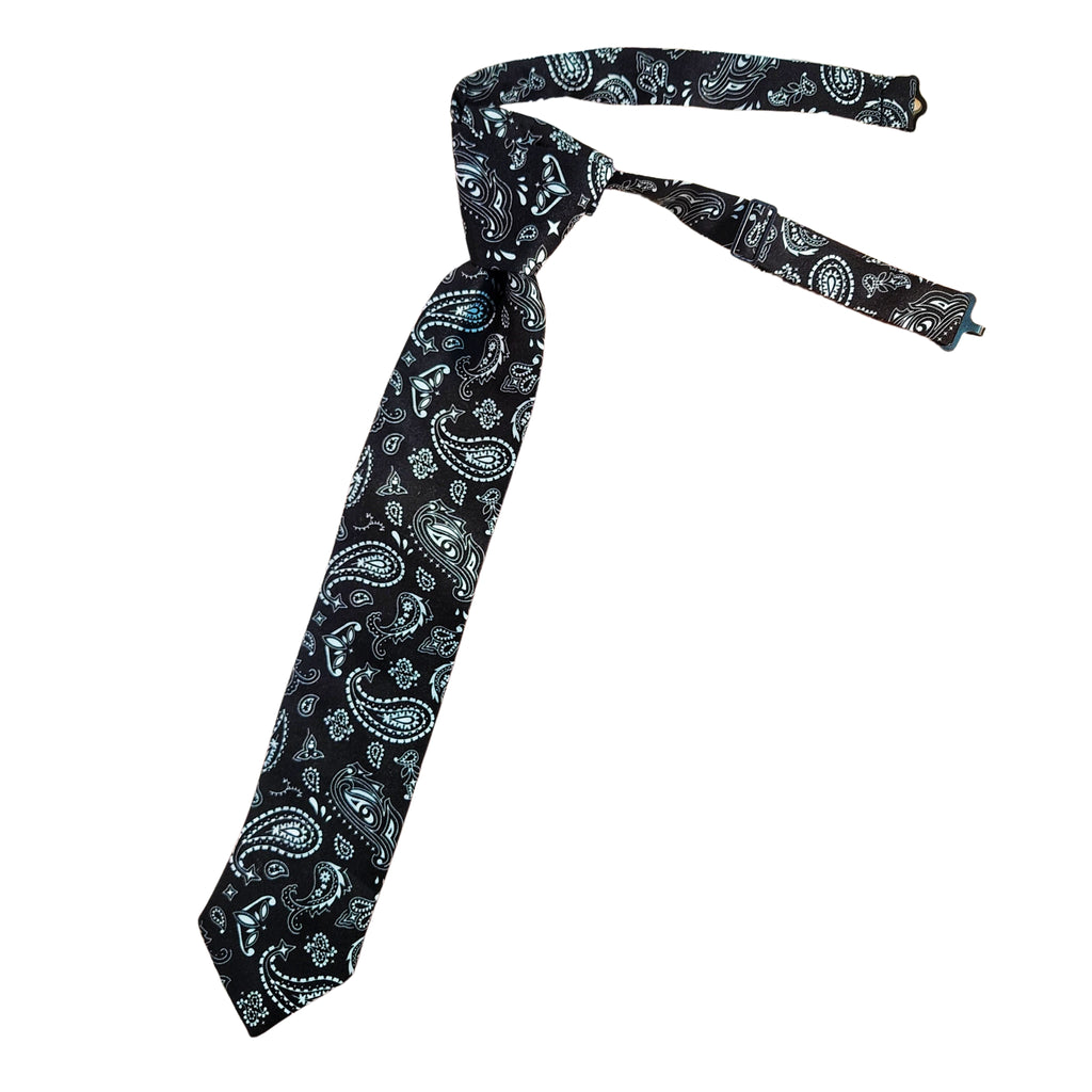 Black Paisley Adjustable Necktie - Dapper Xpressions