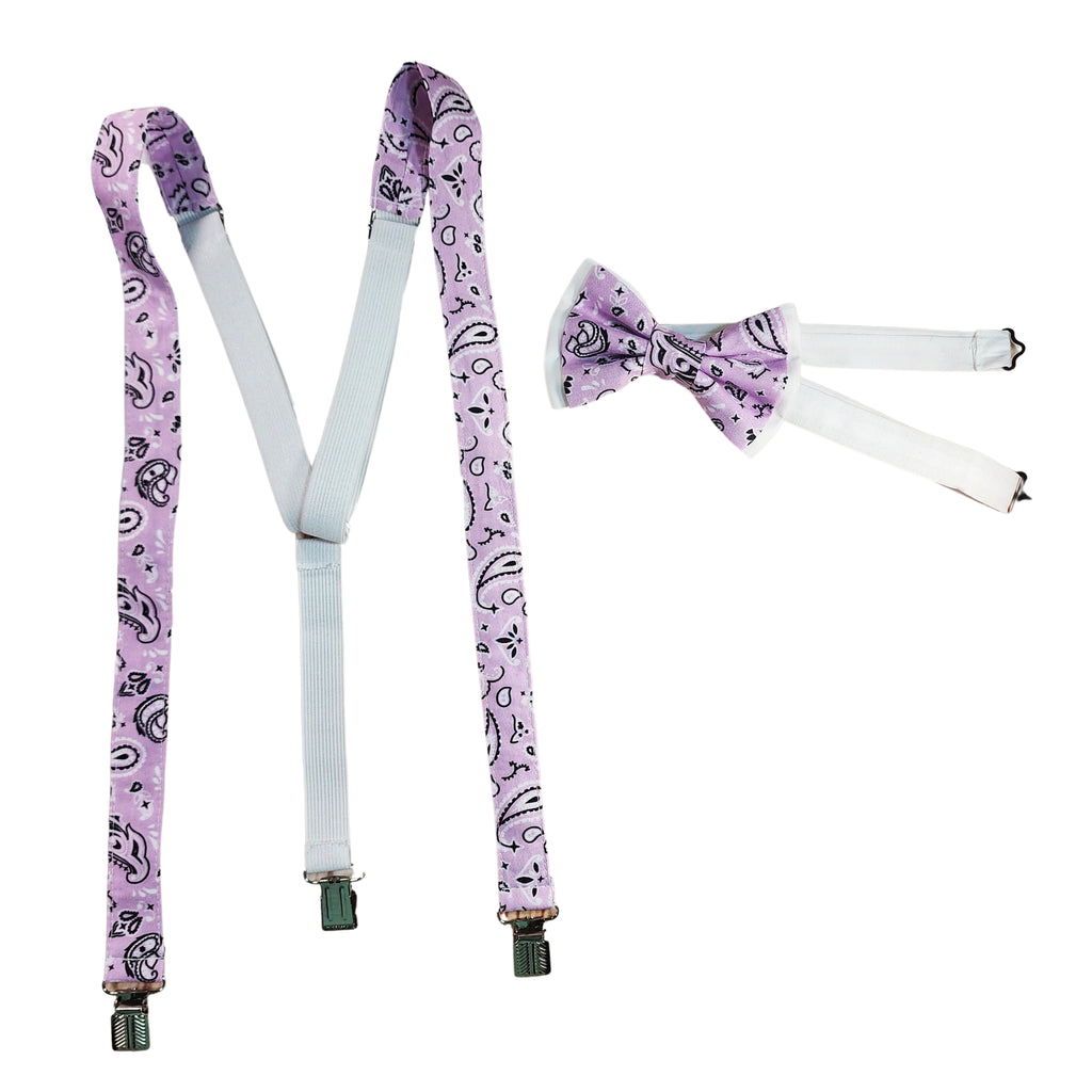 Pink Paisley Skinny Suspenders & Bows - Dapper Xpressions
