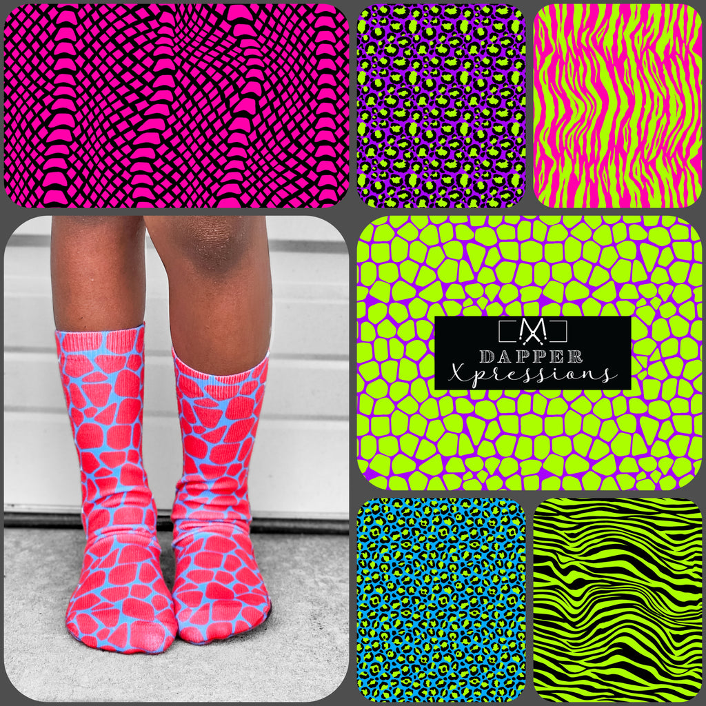 Neon Animal Print Socks - Dapper Xpressions