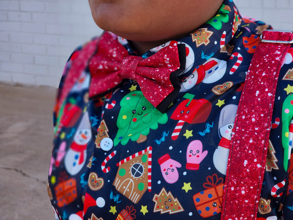 Faux (Fake) Glitter Red Suspenders Dapper Xpressions