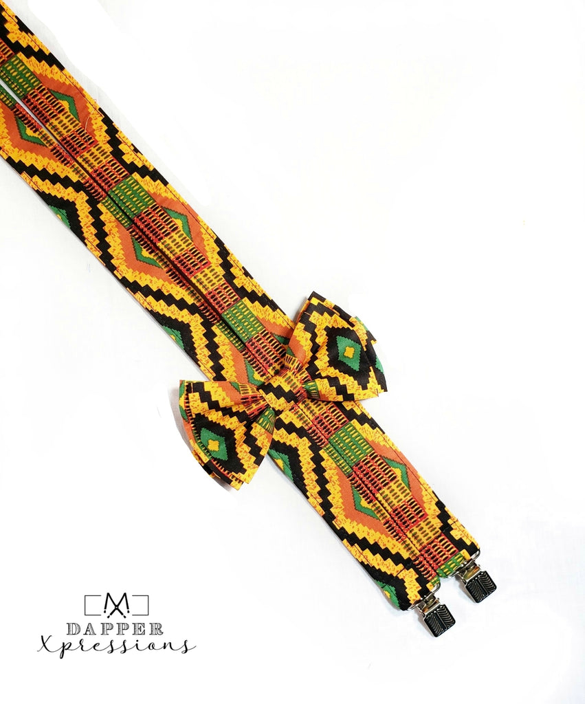 African Style Geometric Suspenders - Dapper Xpressions