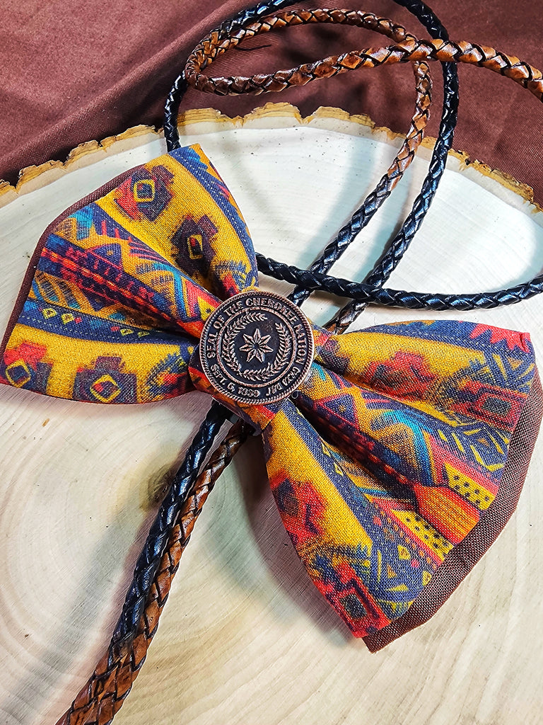 Native Inspired Bolo Bow Tie & Suspenders, Design #3 - Dapper Xpressions