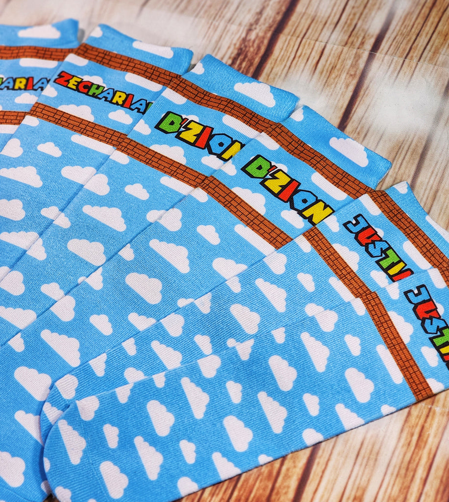 Personalized Mario Font Socks - Add name to notes section at checkout! - Dapper Xpressions