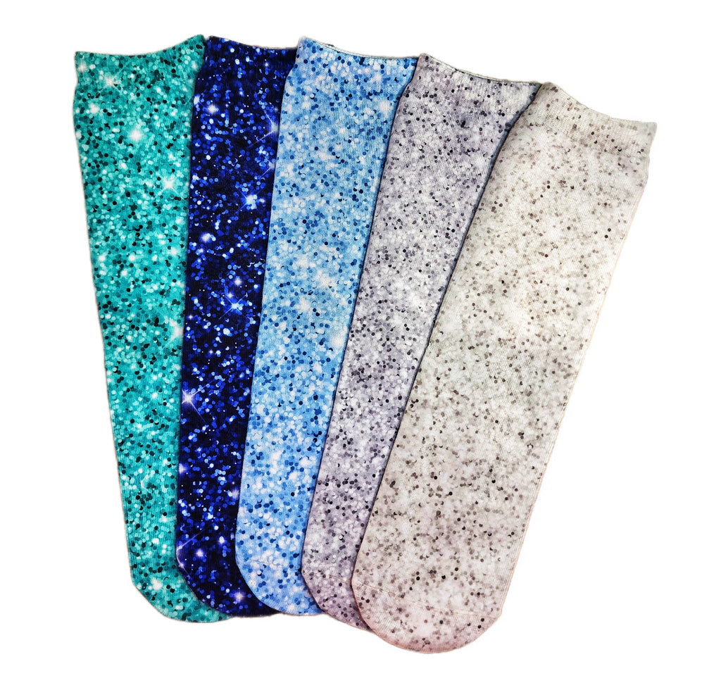Icy Faux Glitter Socks, Winter Colors - Dapper Xpressions