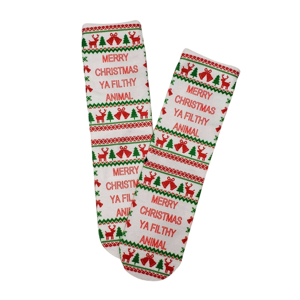 Merry Christmas Ya Filthy Animal Socks - Dapper Xpressions