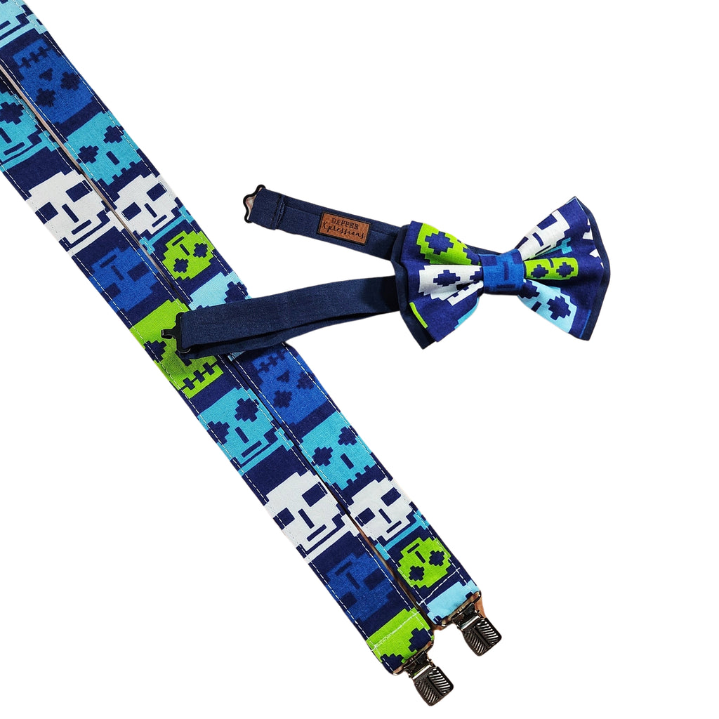 Pixel Skulls Suspenders & Bows - Dapper Xpressions