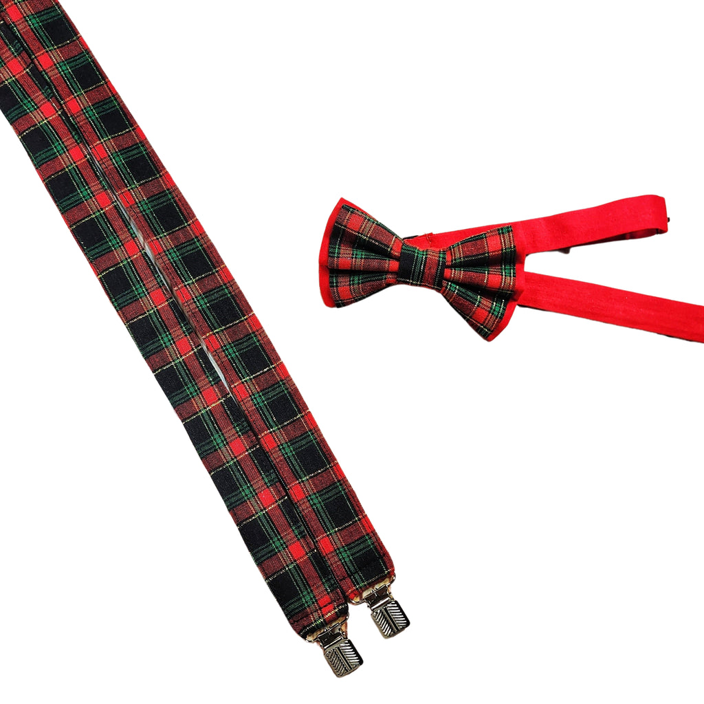Christmas Black Plaid Suspenders - Dapper Xpressions