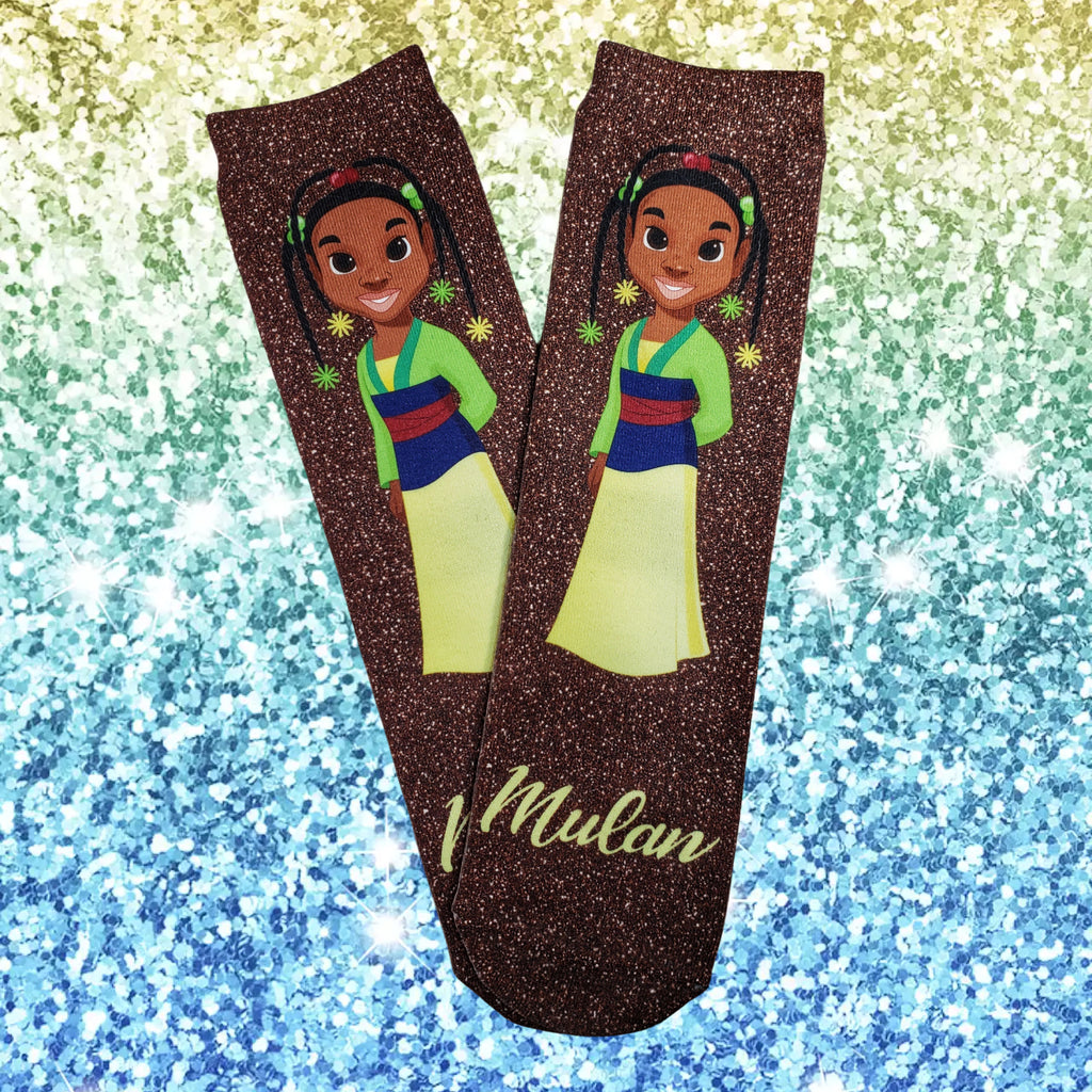 Mulan For The Culture Socks (Faux/Fake Glitter) - Dapper Xpressions