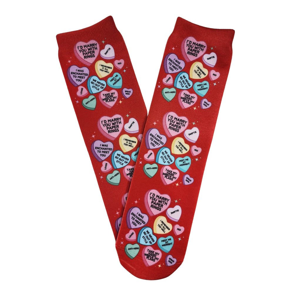 Swiftie Conversation Candy Hearts Socks - Dapper Xpressions