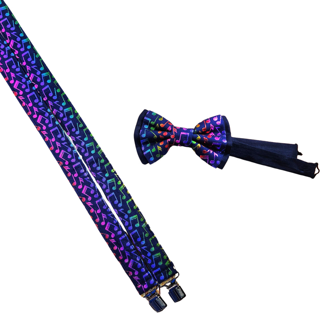Rainbow Music Notes Skinny Suspenders - Dapper Xpressions