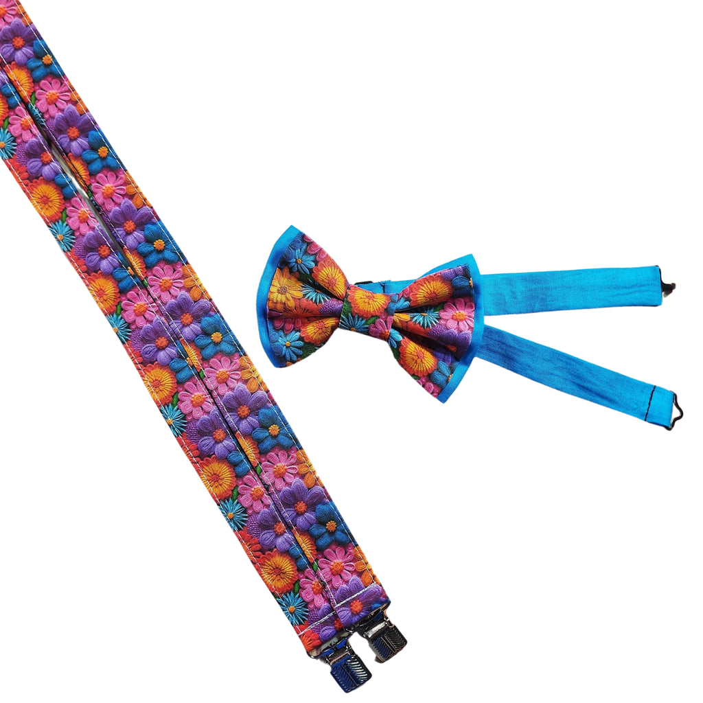 3D Floral Suspenders (Faux/Fake Embroidery) - Dapper Xpressions