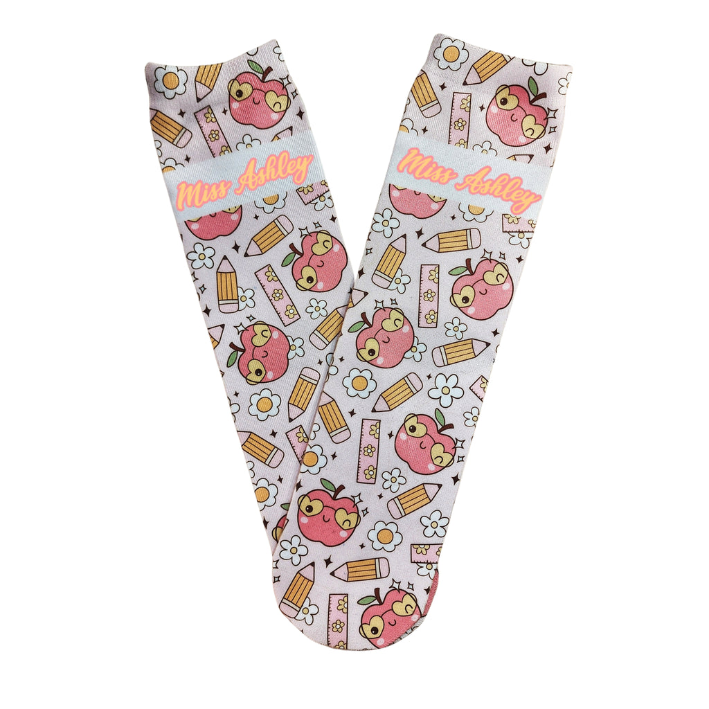 Personalized Groovy Teacher Socks - Add name to notes at checkout! - Dapper Xpressions