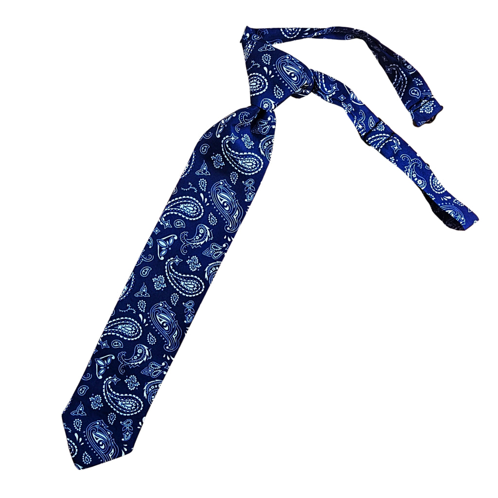 Navy Blue Paisley Adjustable Necktie - Dapper Xpressions