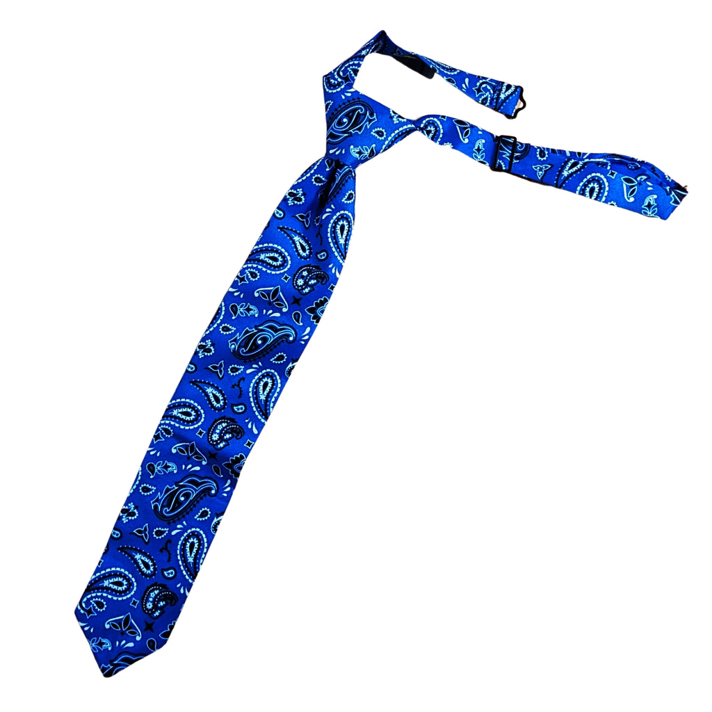Royal Blue Paisley Adjustable Necktie - Dapper Xpressions