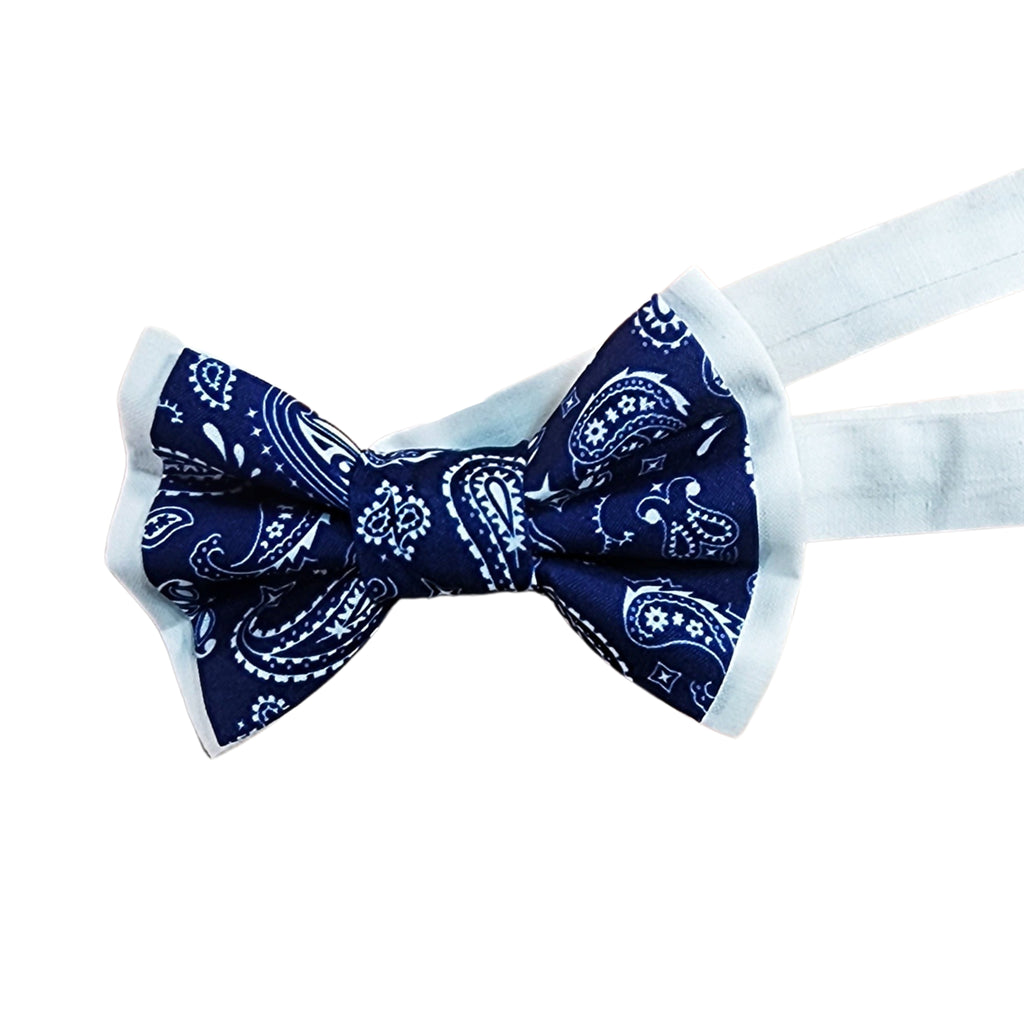 Navy Paisley Skinny Suspenders & Bows - Dapper Xpressions