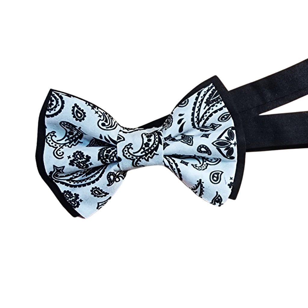 White Paisley Skinny Suspenders & Bows - Dapper Xpressions