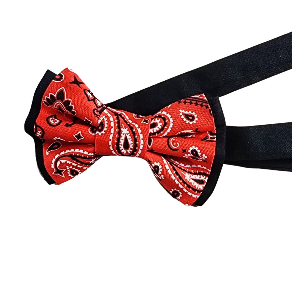 Red Paisley Skinny Suspenders & Bows - Dapper Xpressions