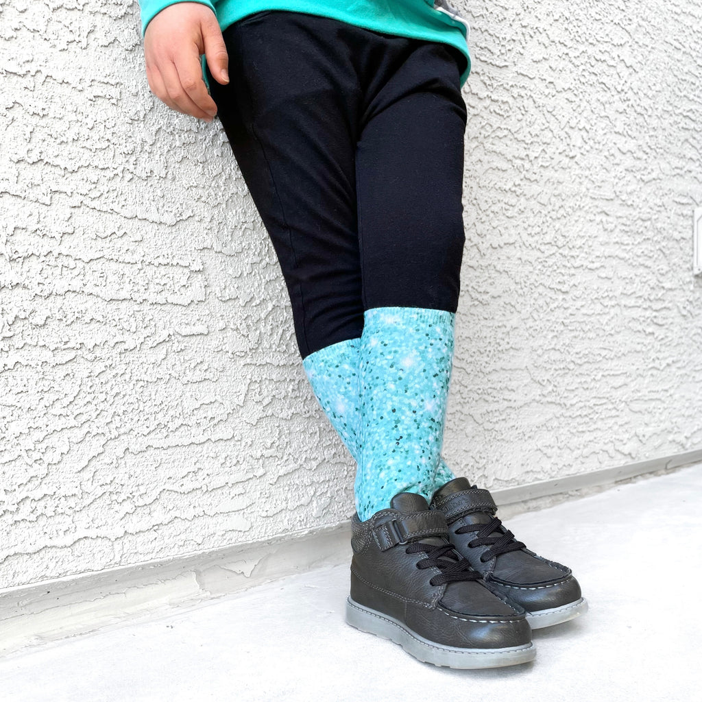 Icy Faux Glitter Socks, Winter Colors - Dapper Xpressions