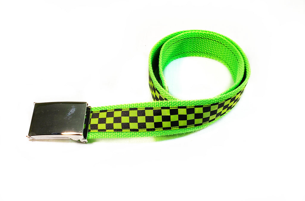 Neon Green Checkered Belt - Dapper Xpressions