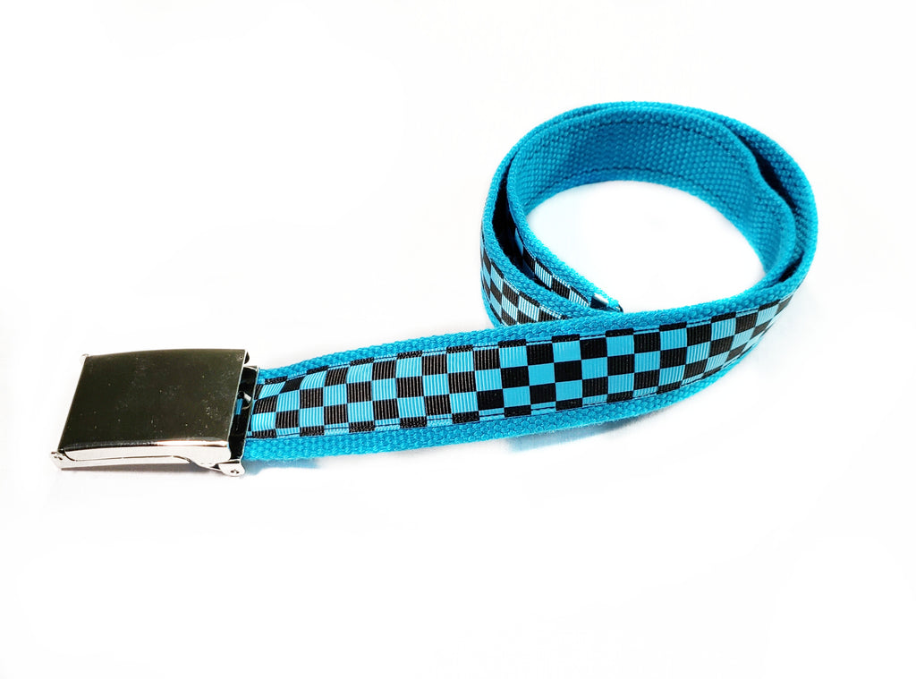 Neon Blue Checkered Belt - Dapper Xpressions