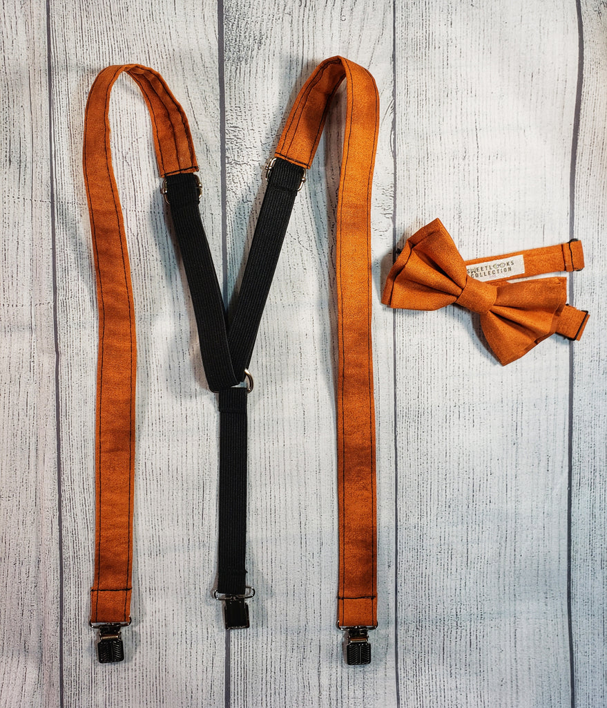 Autumn Burnt Orange Skinny Suspenders - Dapper Xpressions