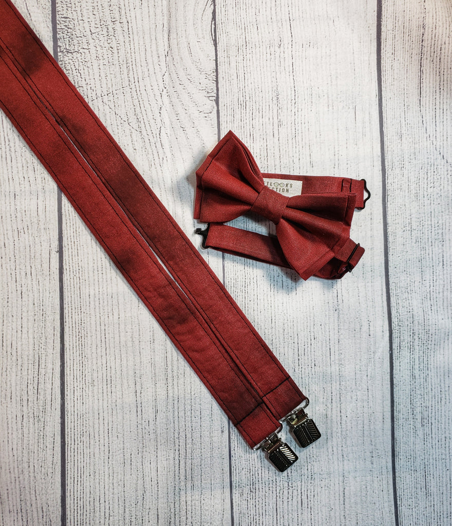 Autumn Burgundy Skinny Suspenders - Dapper Xpressions