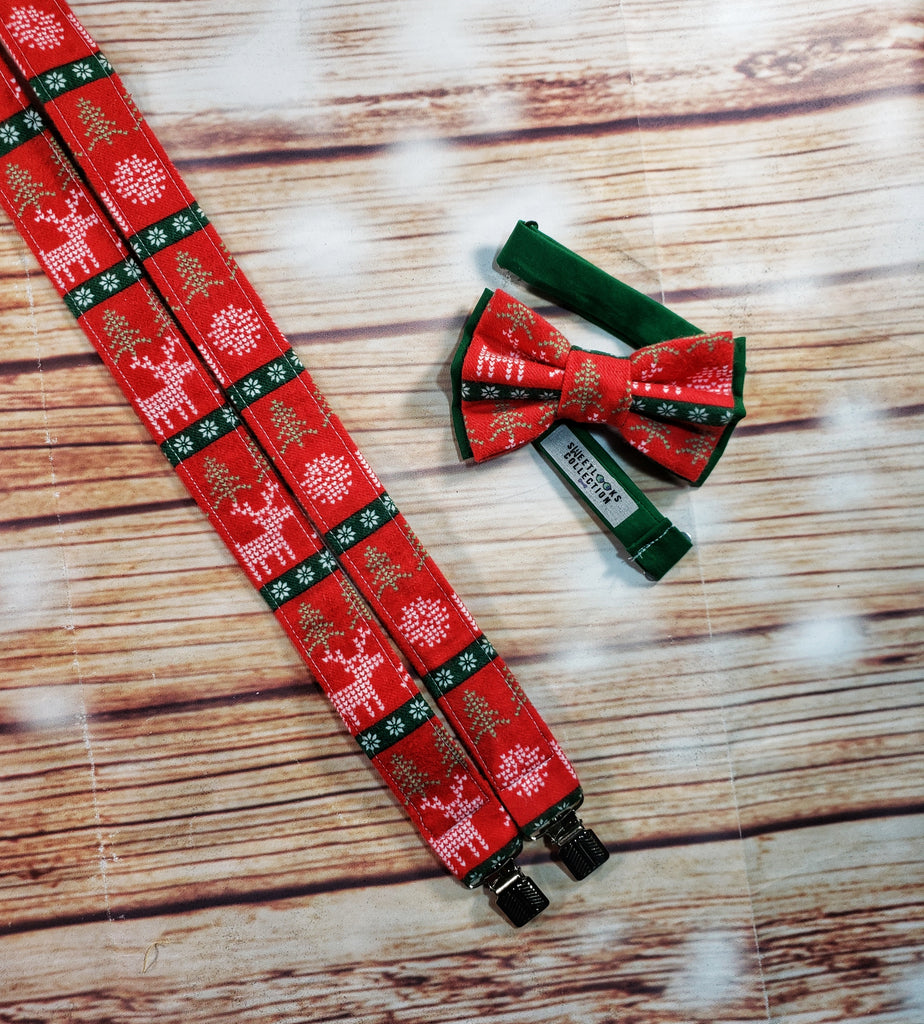 Red Christmas Sweater Suspenders - Dapper Xpressions