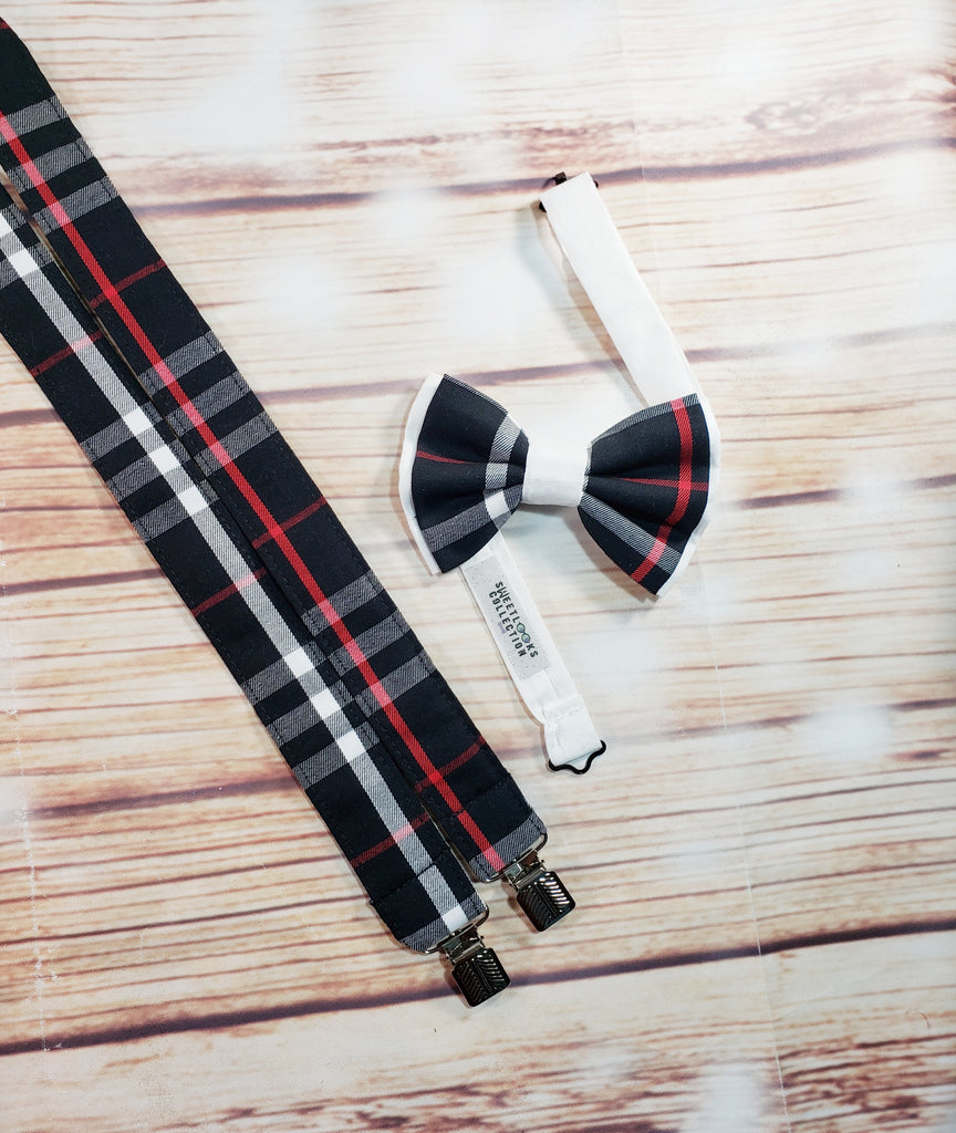 Black Designer Plaid Suspenders - Dapper Xpressions