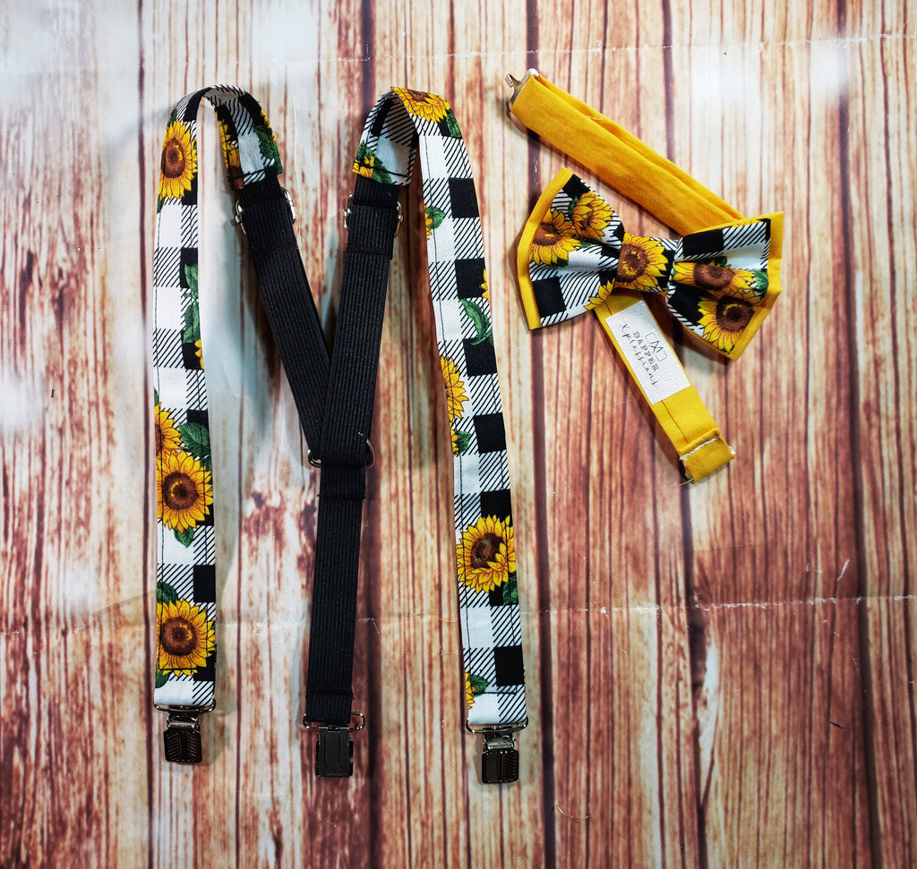 Sunflower Plaid Skinny Suspenders - Dapper Xpressions