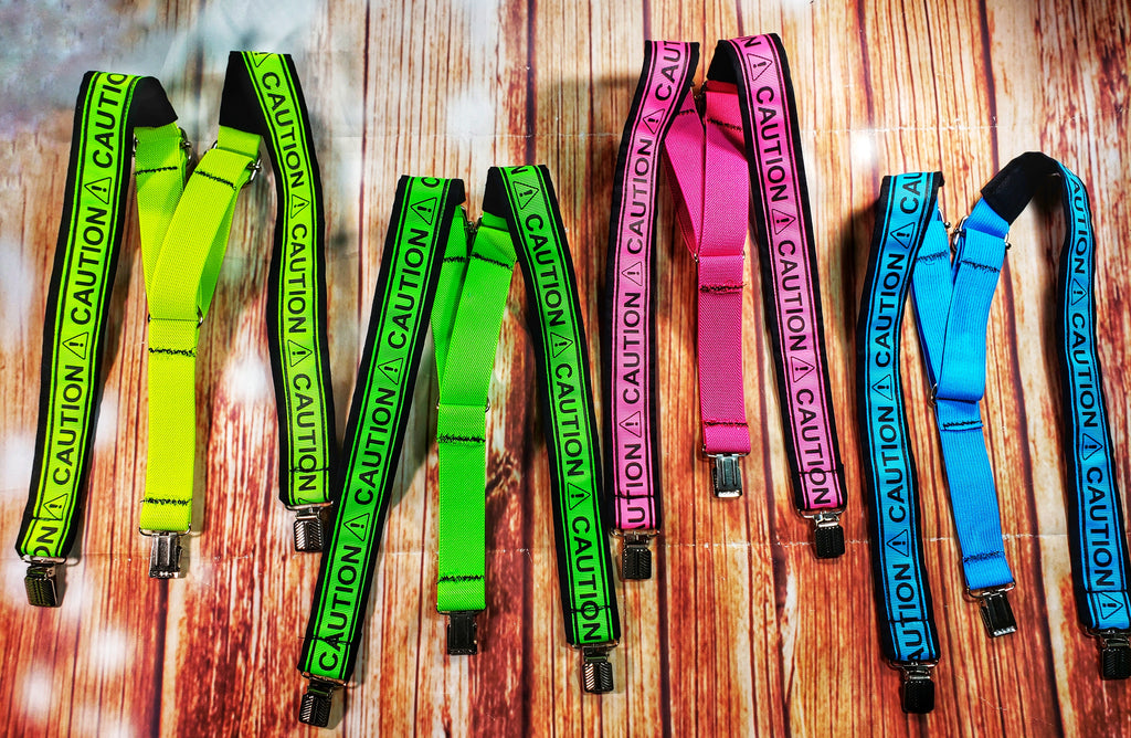 Neon Caution Suspenders: CHOOSE YOUR COLOR - Dapper Xpressions