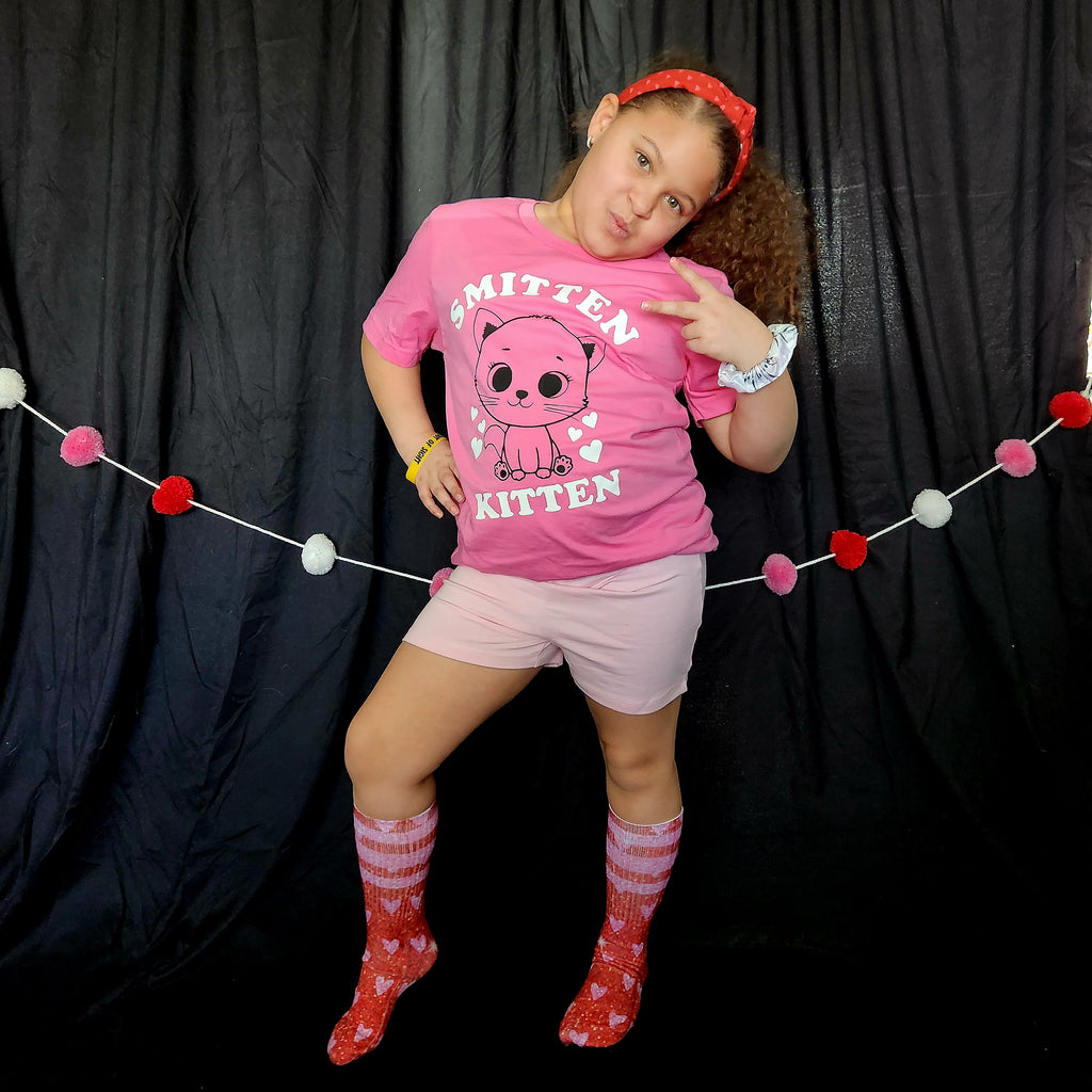 Faux Glitter Red With Pink Hearts Tube Socks - Dapper Xpressions