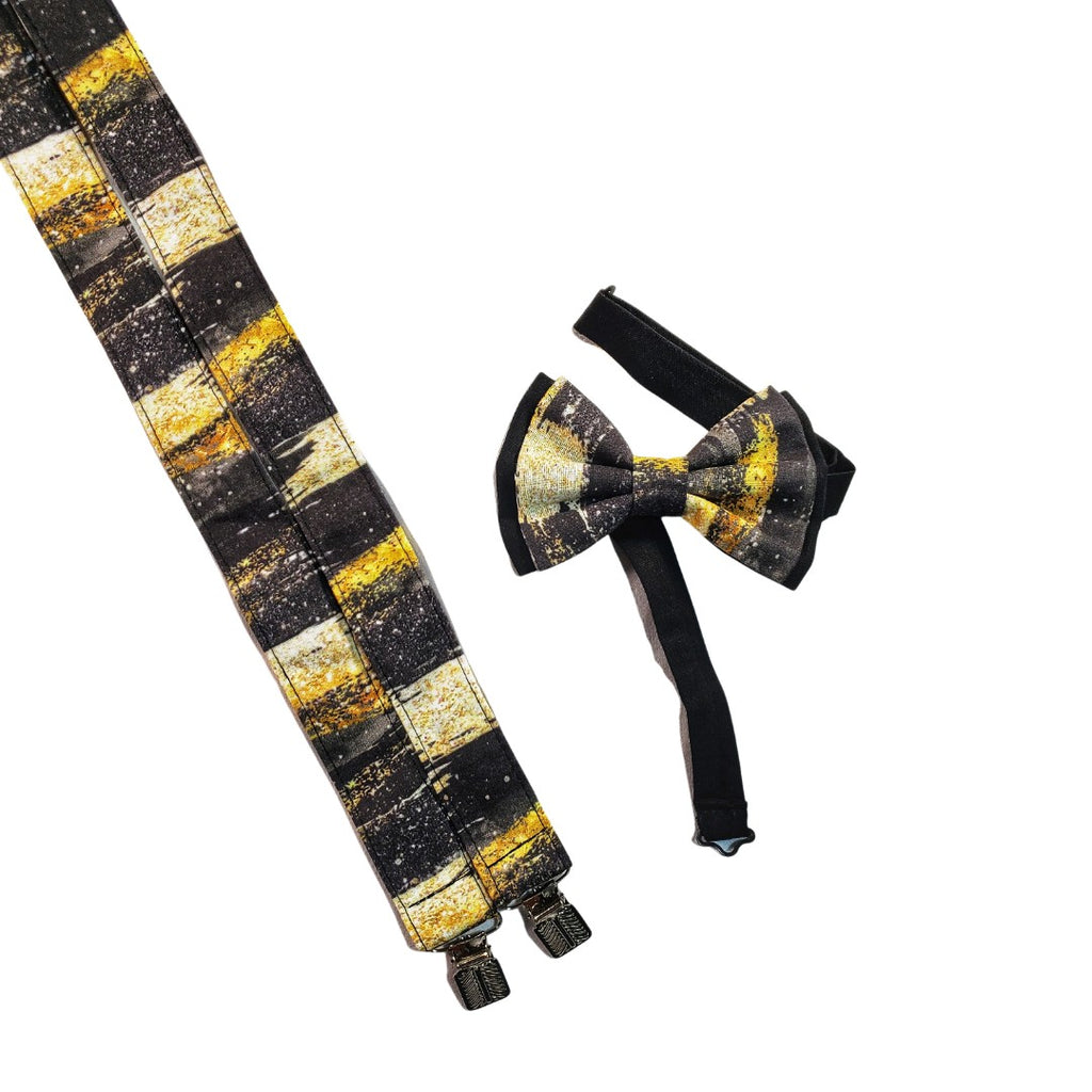 Black & Gold Brushstrokes Suspenders - Dapper Xpressions
