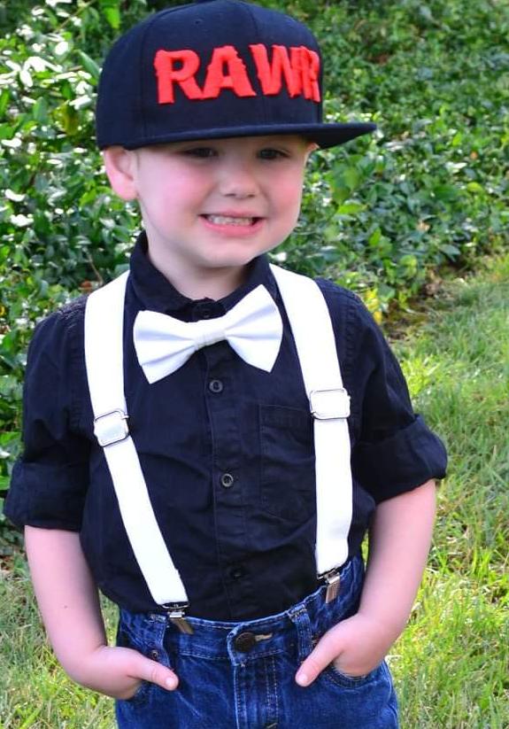 White Suspenders With Optional Bow Tie (or Hairbow) - Dapper Xpressions