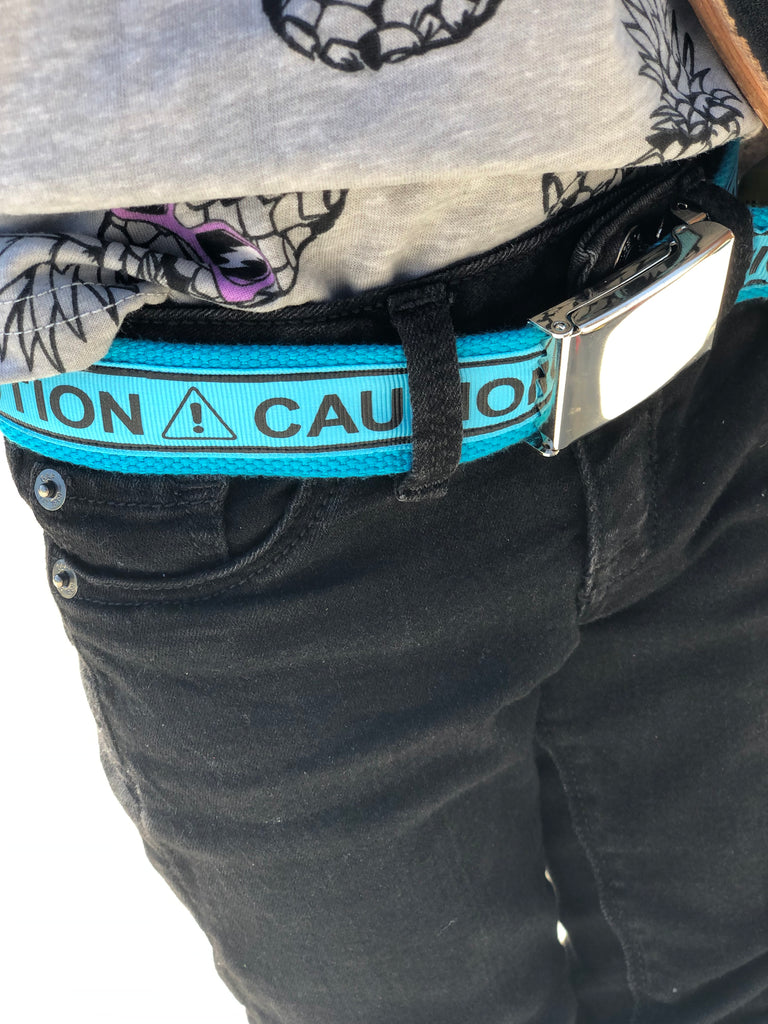 Neon Blue Caution Belt - Dapper Xpressions