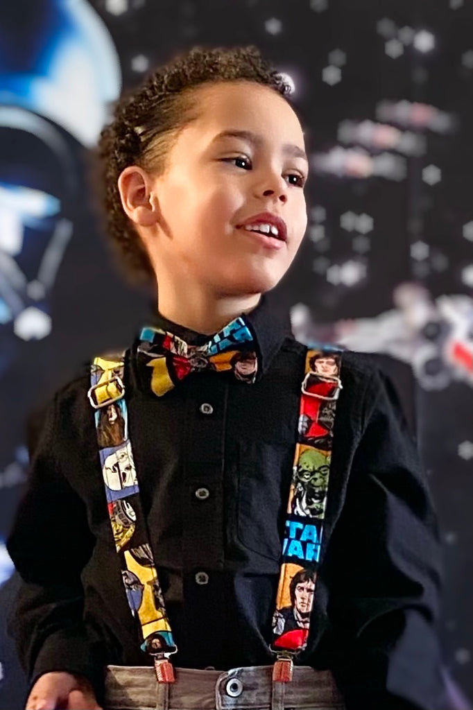 Star Wars Suspenders, Multicolored Collage - Dapper Xpressions