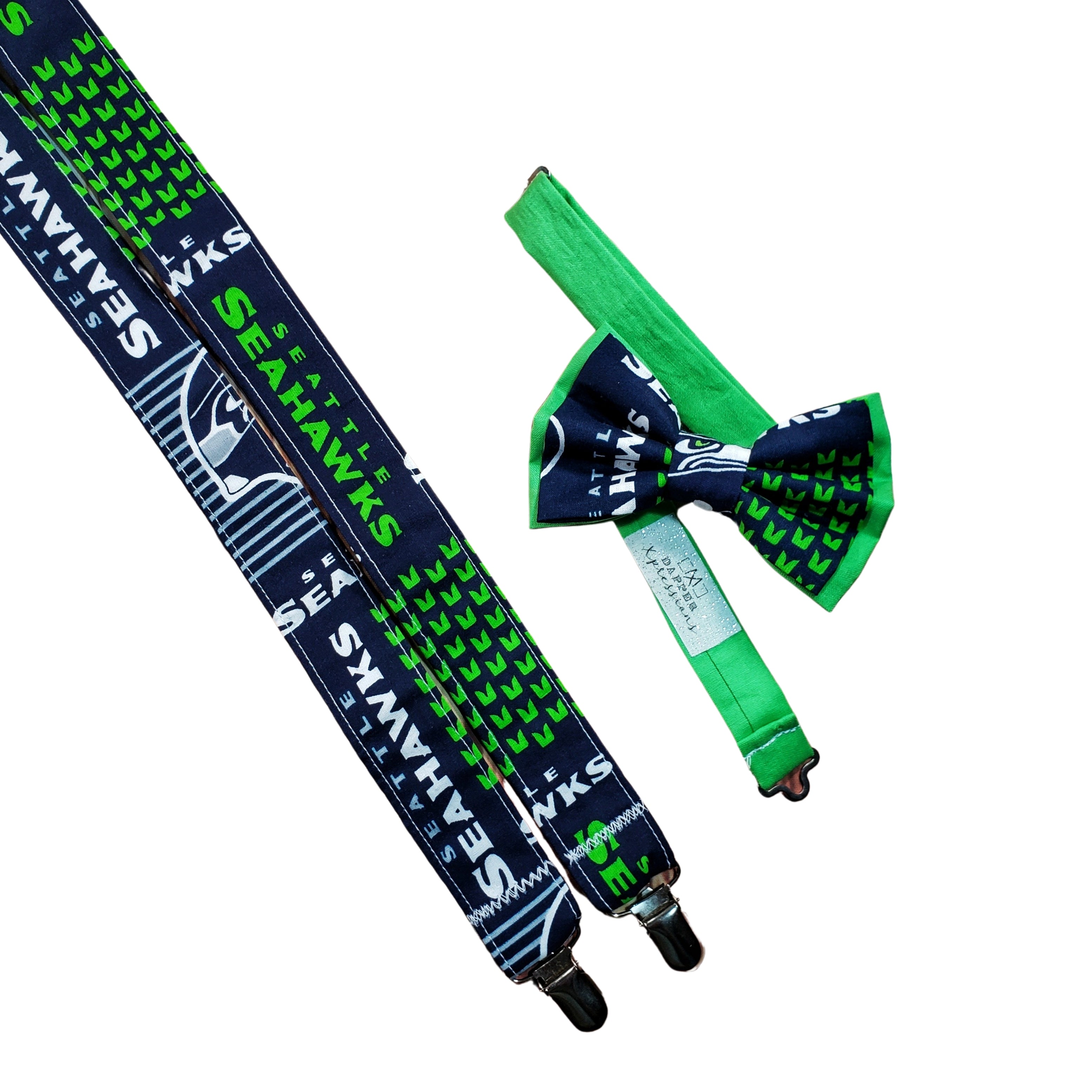 Dapper Xpressions Seattle Seahawks Suspenders Adjustable Strap Bow Tie Only / Child (2 to 5 Years)