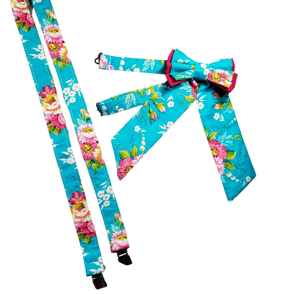 Turquoise Floral Adjustable SweeTie - Dapper Xpressions