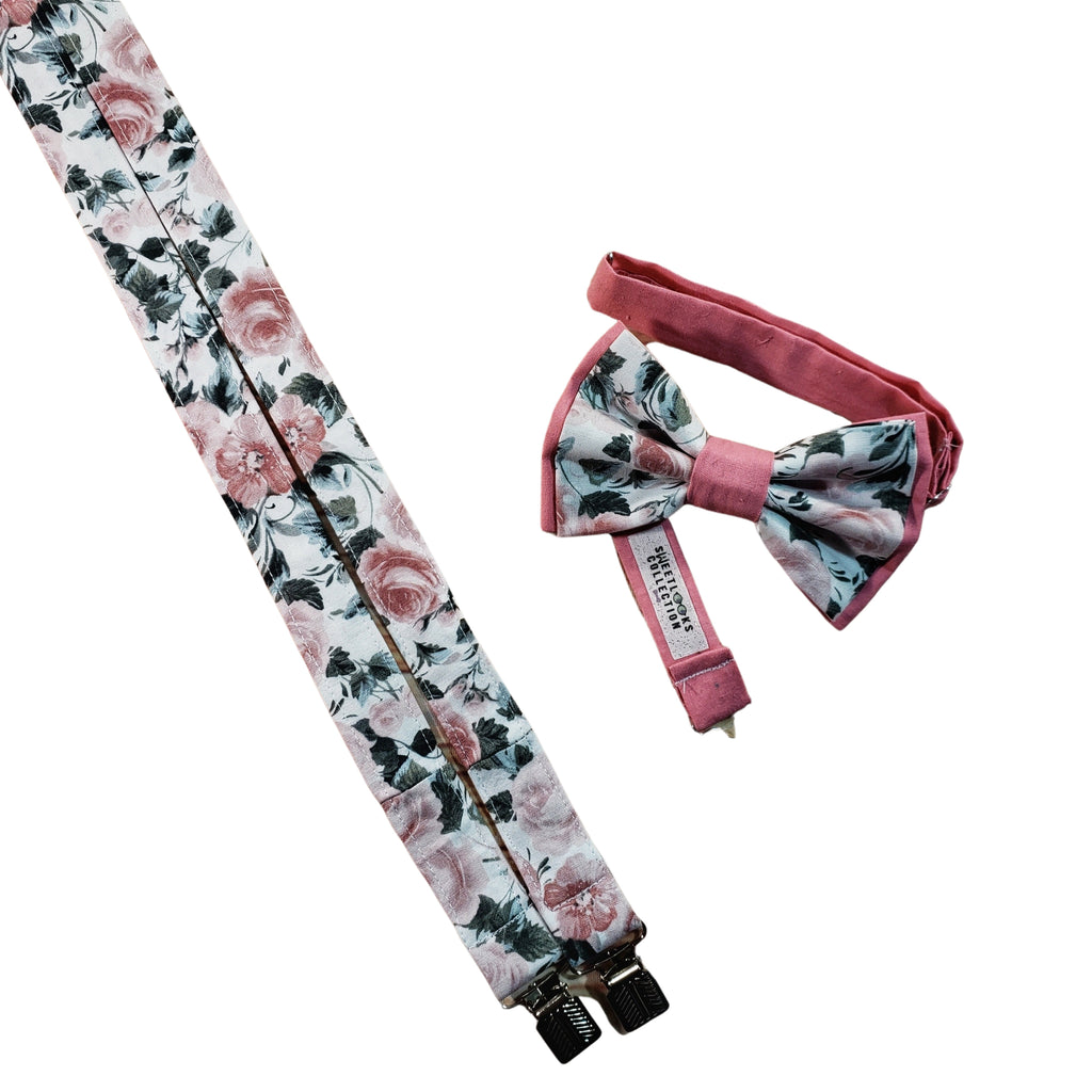 Pink Roses Skinny Suspenders - Dapper Xpressions