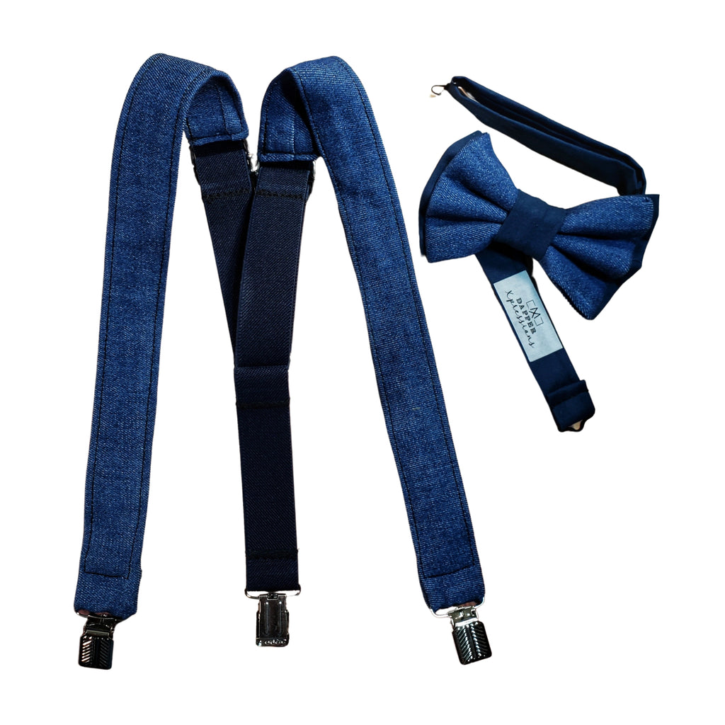 Dark Blue Denim Suspenders - Dapper Xpressions