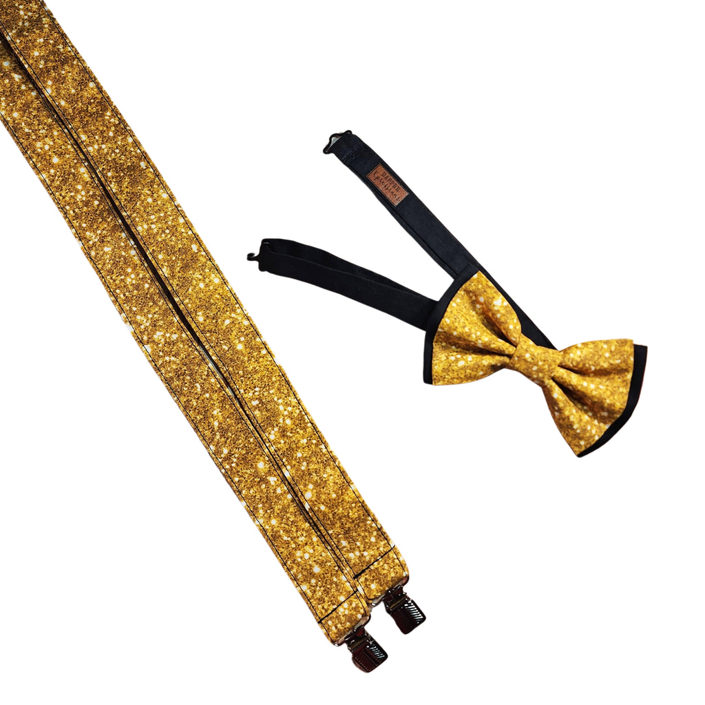 Faux Glitter Gold Suspenders - Dapper Xpressions
