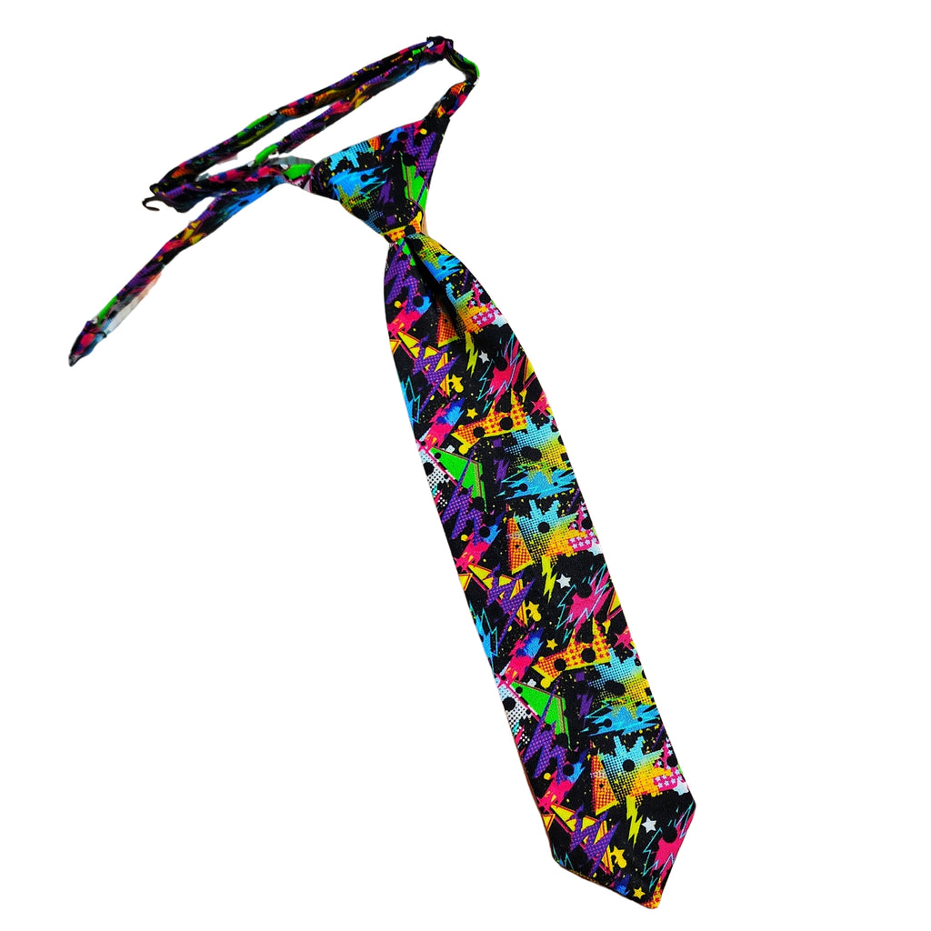 Neon 90s Patterns Adjustable Necktie - Dapper Xpressions