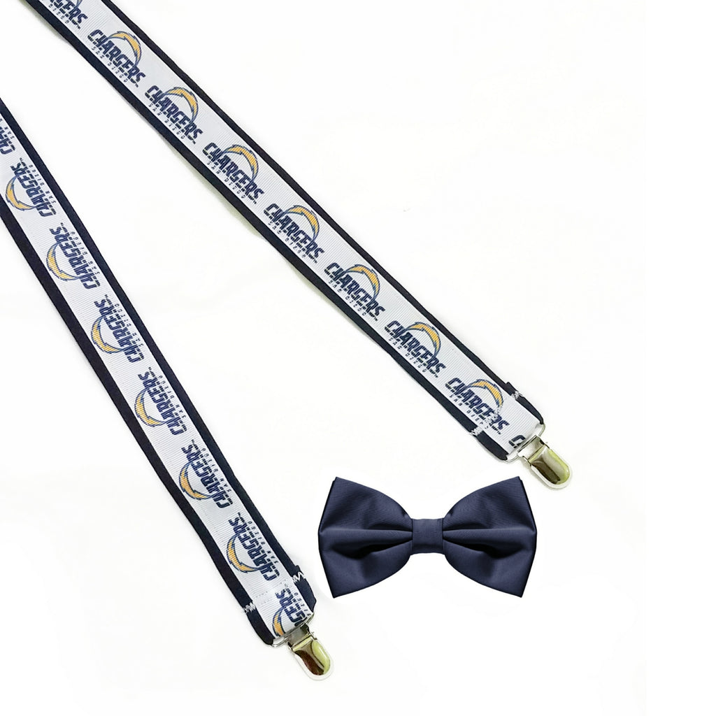 San Diego Chargers Suspenders and Bow Tie (or Hair Bow) - Dapper Xpressions