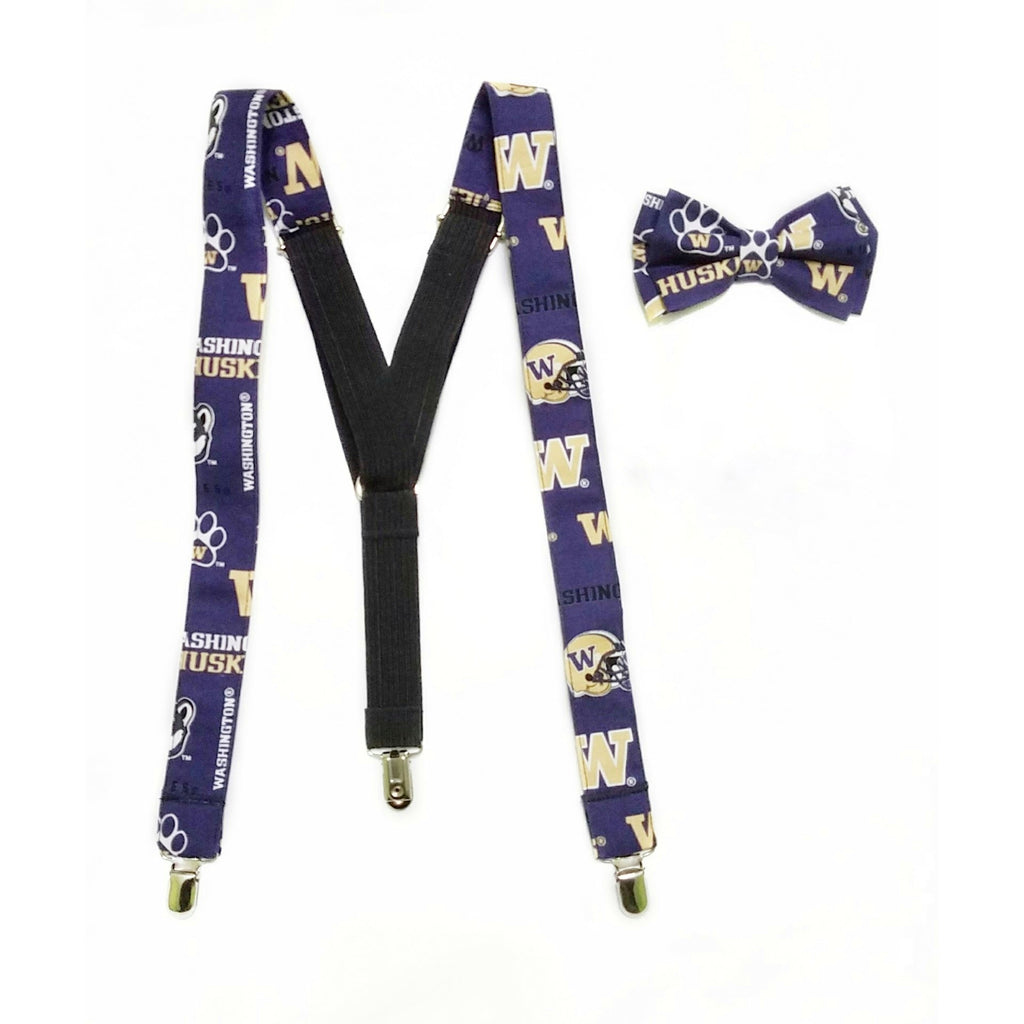 University of Washington Suspenders and Bow Tie (or Hair Bow) - Dapper Xpressions