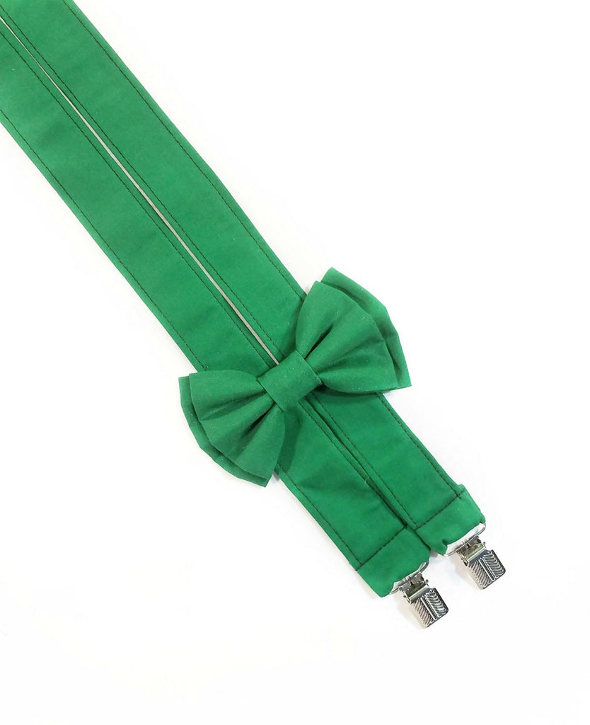 Green Suspenders With Optional Bow Tie (or Hairbow) - Dapper Xpressions