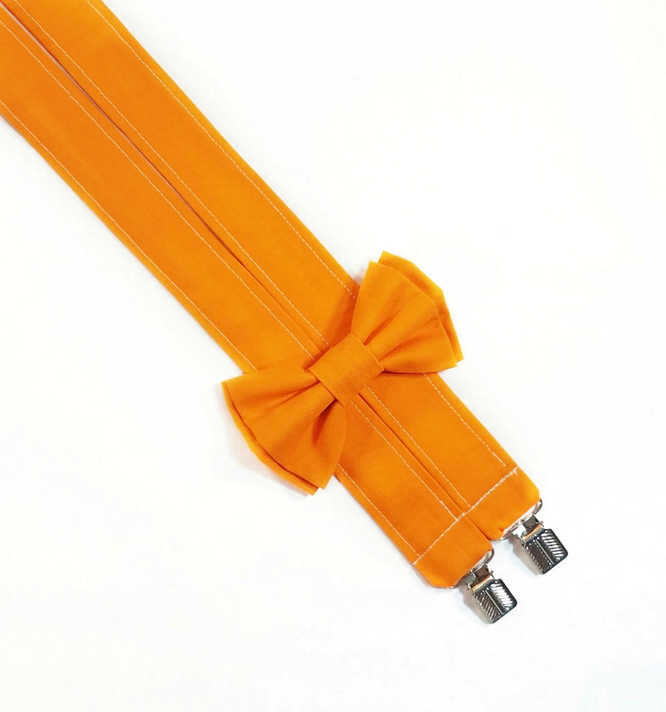 Orange Suspenders With Optional Bow Tie (or Hairbow) - Dapper Xpressions