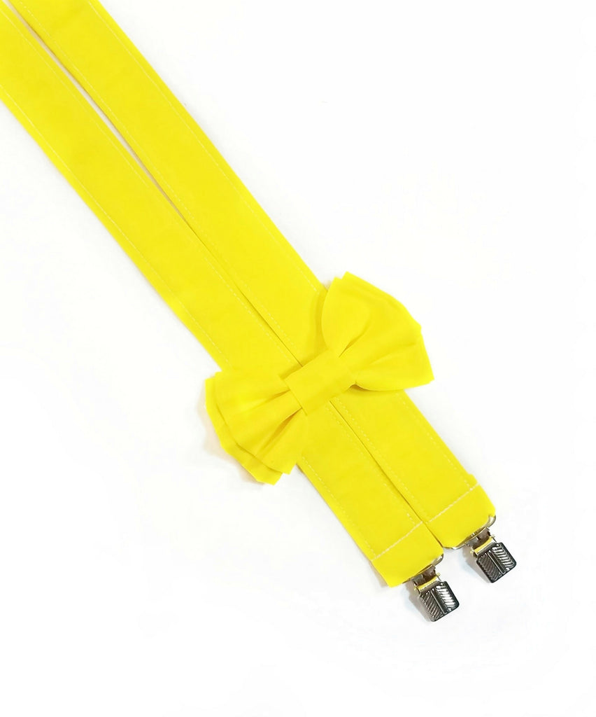 Yellow Suspenders With Optional Bow Tie (or Hairbow) - Dapper Xpressions
