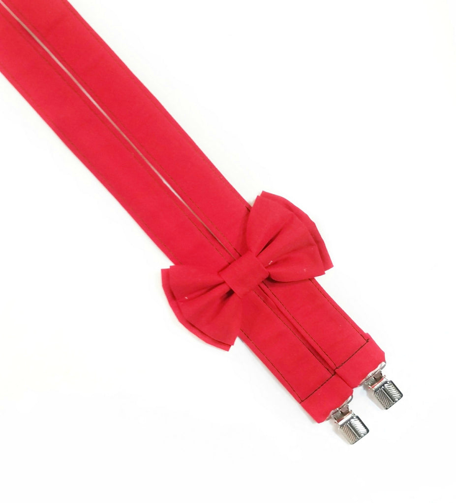 Red Suspenders With Optional Bow Tie (or Hairbow) - Dapper Xpressions